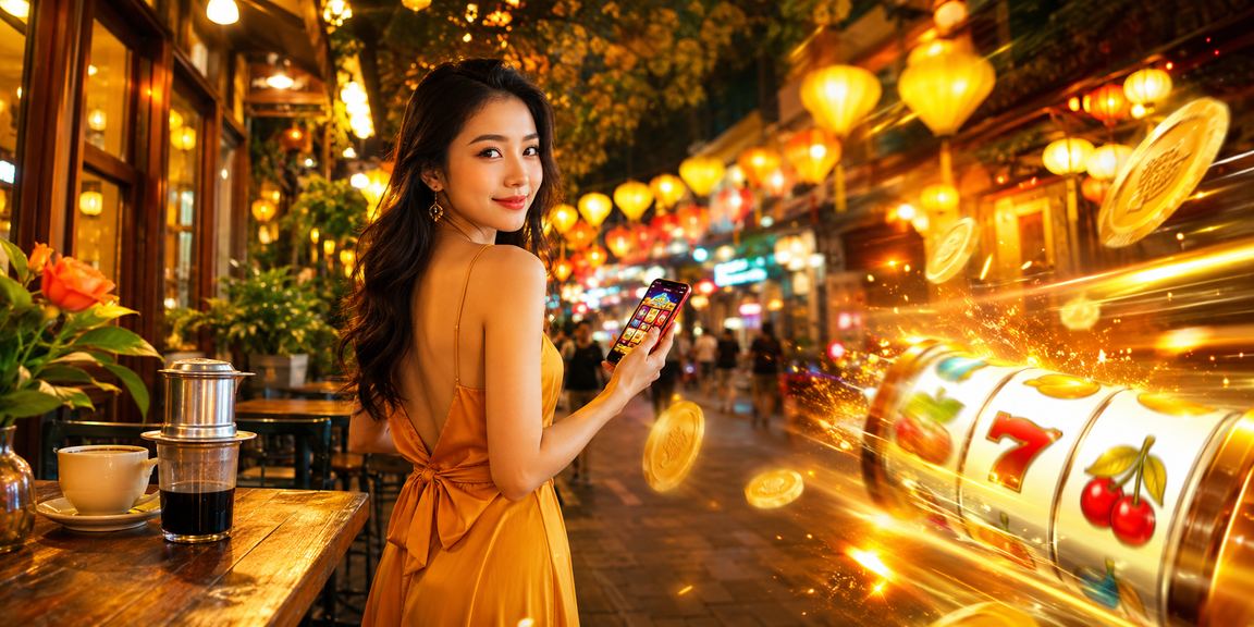 Người dùng thưởng thức slot game và cà phê tại Hà Nội